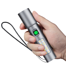 Ramswan 초강력 led 손전등 휴대용 led 랜턴 줌라이트, 실버, 1개