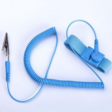 유선 정전기 방지 손목 밴드 코일 케이블 접지 ESD 안전 PC조립 블루, 1개