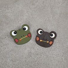 真皮動物系列胸針別針, 1個, 咖色蛙臉胸針