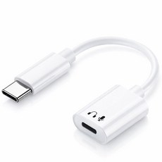 C타입 to iOS 8핀 오디오 마이크 동시지원 어댑터, 1개, 화이트, 0.12m