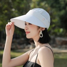女士夏季寬簷遮臉騎車漁夫帽 透氣可摺疊, 淺灰色, 1個