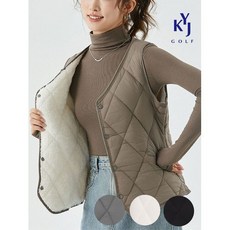 김영주골프겨울 퀄팅 베스트 보온 데일리 밍크퍼 V넥 여성 패딩 조끼 KOWLVE32 212418