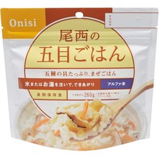 Onisi 尾西食品 5年保存 即食飯 沖泡米飯 露營 登山 救難 地震 防災食品 日本代購, 1套, 什錦糯米飯5入, 100g