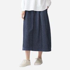 무인양품 여성 워싱 데님 이지 H라인 롱 스커트 76861935