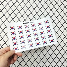 태극기 혼합 사이즈 PVC 스티커, 1개, 태극기 3×2cm 스티커 30매 화이트