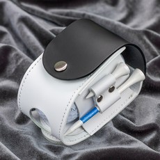 엘르레더 골프공케이스 가죽 핸드메이드 볼주머니 공케이스 파우치, 투톤블랙, 1개