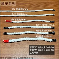 菁品工坊 台灣製特多龍繩 白色尼龍繩 童軍繩 塑膠繩 遮陽網繩 貨車繩 1分2/1分半/2分/2分半/3分/4分, 1個, 3分 線徑約12mm
