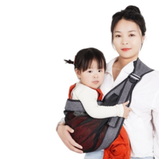 【限時 特惠】新生兒 嬰兒 幼兒 背帶 背巾 斜挎, 改良版（灰黑）透氣款