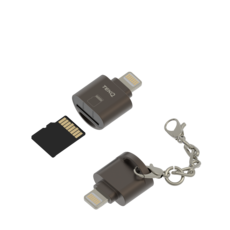 TEKQ Micro SD 轉 Lightning 讀卡機 蘋果轉接頭 90天保固, 消光灰, 1個, AM-CRL-B