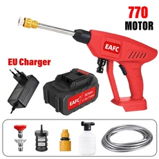 전기 무선 고압 세척기 스프레이 물총 세차 압력 물 청소 기계 정원 및 가정용 100bar, 01 빠른  Mainland, 02 EU Plug