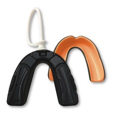 NORDITION 空手道 運動牙套 曲棍球護牙套 成人雙層(送收納盒) 附牙套繩 台灣製 護齒 護牙 熱塑 合齒型 跆拳 橄欖球拳擊, 黑橘色, 1套裝