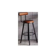 북유럽 바 체어 창가 철제바 의자 등받이 인테리어, 75cm 브라운 가죽