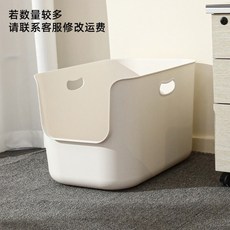 巨無霸貓砂盆 防漏防飛濺 寵物用品 耐用耐摔 開放式貓咪廁所, 白色大號加高,58*38*35, 1個