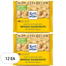 리터스포트 화이트 홀 헤이즐넛 초콜릿, 100g, 12개