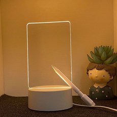 台灣出貨 小夜燈手寫板 in發光亞克力記事板 創意氛圍檯燈兒童節禮物寫字留言 發光可擦記事本 發光記事板 備忘錄, 豎方形+手寫筆+發光底座