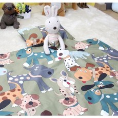 [KC인증] 아기 유아 어린이집 여름 순면 홑이불+베개 커버 세트, 1세트, 강아지