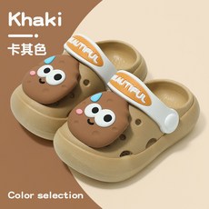 兒童拖鞋新款夏季室內可愛軟底寶寶拖鞋男女童包頭防滑外穿涼拖鞋, 1個, 深棕色