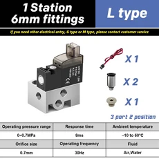 고주파 미니어처 솔레노이드 솔밸브 공기 2 위치 3 방향 제어 진공 스테이션 10mm 30Hz 24V 6V, 06 L-1 Station 6mm, 03 DC6V