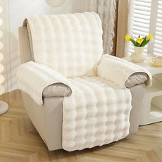 토끼털 소파패드 겨울용 커버 안락 리클라이너 좌식 소파 1인용 덮개 겨울 소파덮개 체어 의자, 화이트