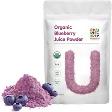 UNLEASH'D ORGANIC 과일 가루 분말 파우더 언리시드 블루베리 주스 16온스 100% 순수 자연 슈퍼푸드 항산화제 및 비타민 풍부 피부 지원