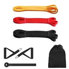 접밴드 라텍스 고무 운동 저항 밴드 피트니스 장비 기 가정 체육관용, 3 pcs A with handle