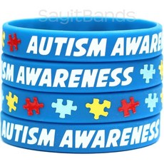 자폐증 인식 손목 밴드 5개 - 퍼즐 피스가 있는 실리콘 팔찌 실리콘, 자폐증 인식 손목 밴드 5개 - 퍼즐 피스가 있는 실리, 1개