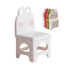 단쵸 아기 의자 어린이 캠핑 의자 유아 휴대용 체어 접이식 폴딩 키즈 토끼 공룡 경량, 1개, 토끼 화이트