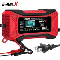 12V 6A 자동차 배터리 충전기 펄스 수리 LiFePO4 14.6V 스마트 AGM 딥 사이클 젤 납산 바이크 오토바이, US Plug Yellow, 1개