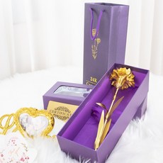 24k금장미 골드 어버이날 선물 금카네이션 브로치, 금카네이션 퍼플박스, 1개