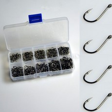 伊勢尼魚鉤3-12號散裝有倒刺鯽魚鯉魚草魚通用漁具垂釣用品盒套裝, 1個, 管付伊勢尼有刺【圓頭帶圈】,100枚盒裝3-12各10枚