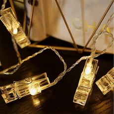 보람스마켓 40구 LED 클립 집게 전구 6m 웜색 점멸 사진집게등 무드등 가랜드걸이 조명집게 집게조명