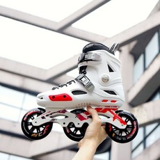 樂秀 成人速滑輪滑鞋 競速旱冰男女RX4D, RX4D大三輪黑色單鞋,44/45, 1個