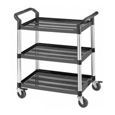 LYR三層手推車，多用途餐車/工作車/置物車，高承重物流手推車, 黑色, 1套裝