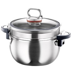 CookNest 통3중 304 스텐 IH 대용량 인덕션 저압냄비, 1개, 찜기, 7L