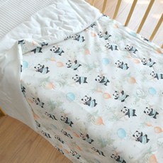 寶寶夏涼被新生嬰兒竹纖維冰絲涼感蓋被幼兒園兒童午睡空調被蓋毯, 氣球熊貓