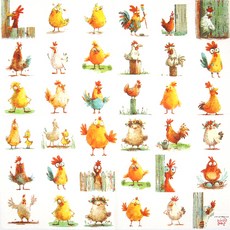 꼬꼬 귀여운병아리 냅킨, 1세트, 20개입, 믹스