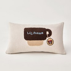 DIU 新款卡通呆呆熊毛絨抱枕套可拆洗流蘇沙發靠枕辦公室客廳午睡靠墊, 呆呆熊咖啡杯-米色 30*50CM