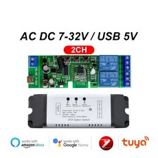 Zigbee Tuya 스마트 릴레이 보드 모듈 라이트 스위치 12v 4CH 건식 접촉 RF433 수신기 Alexa Google 홈과, 2CH 7-32V, 04 2CH Zigbee 7-32v, 1개