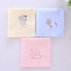 呵兒特寶寶方巾B7F 3入組 純棉嬰兒手帕 小方巾 餵奶巾 吸水紗布巾 新生兒口水巾 商檢合格, 1個, 天鵝、雲朵、小鹿