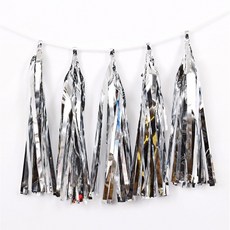 파티아일랜드 파티 태슬 장식 생일 가랜드 배경 스트리머, 메탈 실버, 파티 태슬 메탈 실버