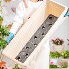 트리아브 직사각 화분 대형 상추 플라스틱 텃밭화분, 1개, 베이지