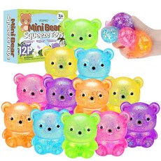 피젯 스트레스 볼 12팩 귀여운 문어 해소용 볼 벌크 스퀴즈 세트 및 생일 파티, 3 12Pcs Bear Stress Balls