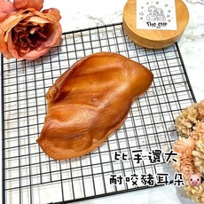 超大片香烤豬耳朵 耐咬零食 寵物零食 低溫烘烤 手工狗零食, 1個, 耐咬豬耳朵(大片)