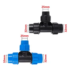 20/25/32/40/50mm PE 파이프 티 감속기 호스 커넥터 맞춤 정원 관개 피팅 플라스틱 분배기, 02 Black, 02 32 x 25 x 32