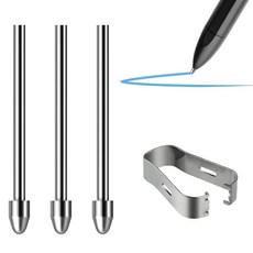 주목할 만한 2펜 교체 마커 플러스 스타일러스 펜과 호환되는 티타늄 합금 금속 마모되지 않은 연필심 3팩 도구, Silver