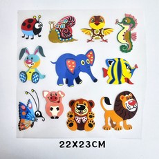 이로나 귀여운 동물 DTF 열전사 스티커세트 아이옷 꾸미기 다림질 전사지, 1세트, 귀요미 동물백과 세트