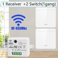 무선 433MHz 스마트 스위치 빛 1/2/3Gang 86 벽 패널 원격 제어 릴레이 수신기 10A 110V 220V LED 램프, 1Receiver2Switch