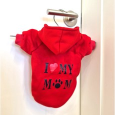 상상디앤에이 강아지옷 소형견 중형견 기모 후드티, 레드, 1개