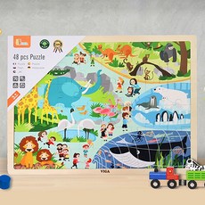 비가 원목퍼즐 48pcs 동물원 퍼즐 V44587 uts3+bKo