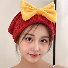 타월 헤어 드라이 타올 머리, 1개, 버건디